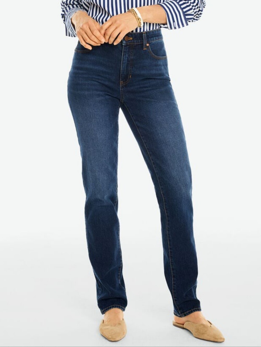 Talbots Flawless Five Pocket Jeans.Sz.14.  Straight Curvy.Dark Wash.L.30".W.36"